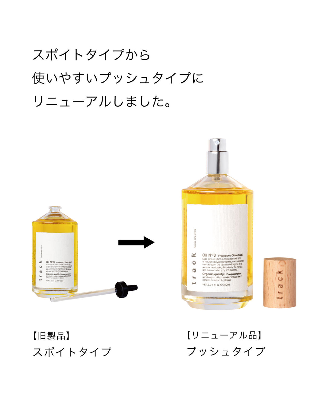 track オイル【プッシュタイプ】90ml｜NO.3 シトラスフローラル