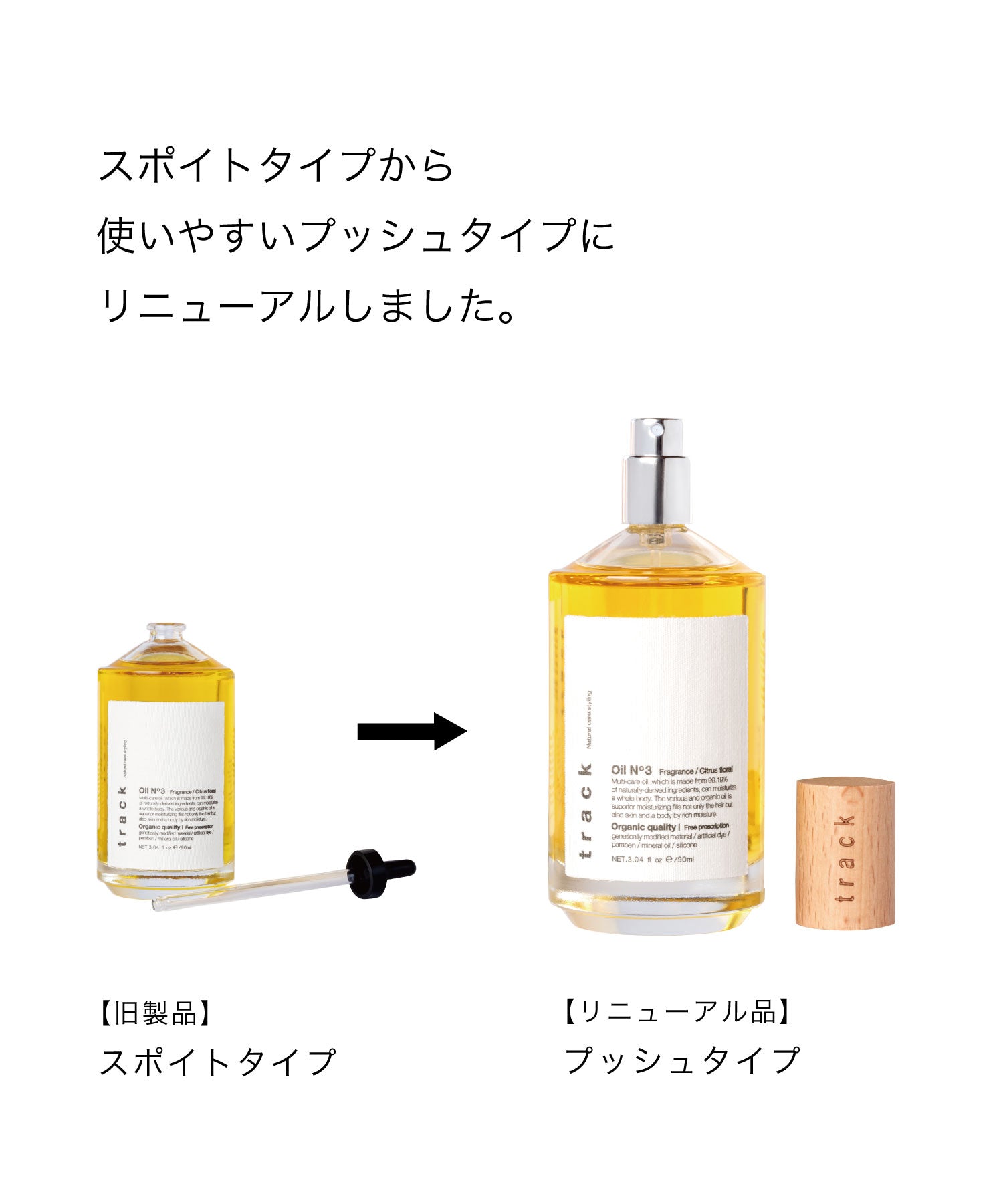 track オイル【プッシュタイプ】90ml｜NO.3 シトラスフローラル